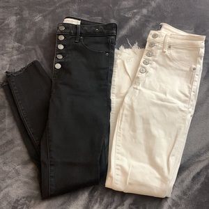 2 pairs Abercrombie and Fitch Super skinny ankle high rise jeans